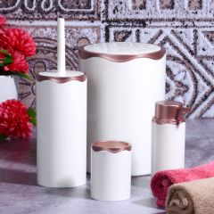 4 Piece Powder White Bathroom Accessory Set