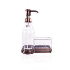 Acar Transparent Liquid Soap Dispenser with Sponge Holder Copper Stand