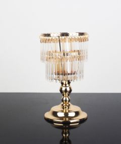 Acar Glass Striped Gold Candleholder Small Size