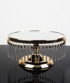 Acar Glass Fringed Pedestal Stand Gold