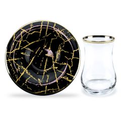 Gold Gilded Black Marble Tea Set