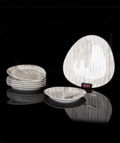 Porcelain 7-Piece Salad, Appetizer & Dessert Plate - Beige and White