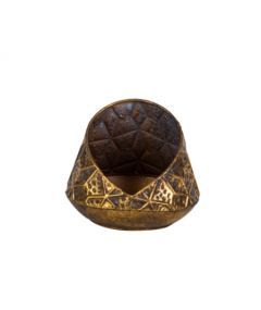 Metal Candle Holder with Tumbled Design, Antiquated Gold Color Candle Holder