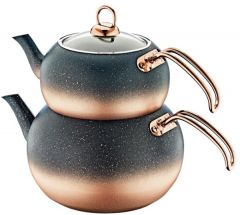 OMS 4 Pieces Granite Sphere Teapot L Size with Glass Cover