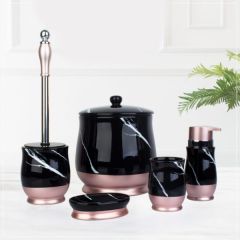 5 Pieces Stoneware Bathroom Set Marble Pattern