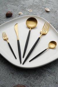 Gold and Black 30-Piece Flatware Sets - for 6
