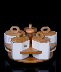 PORCELAIN ROTARY 5-PIECE SPICE SET