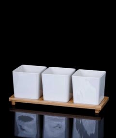Porcelain 3 Piece Serving Bowls - White