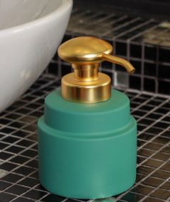 Liquid Soap Dispenser - Matte Green and Gold Bathroom Accessories