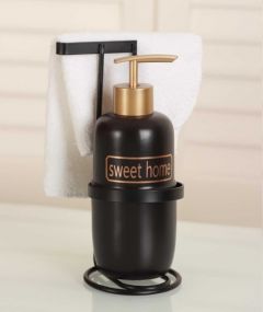 Liquid Soap Dispenser with Towel Holder Black