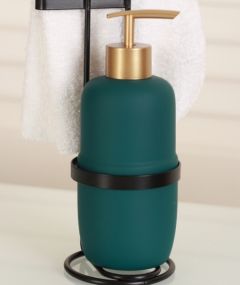 Liquid Soap Dispenser with Towel Holder Green