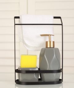 Liquid Soap Dispenser With Sponge Holder Gray