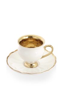 Angelic White and Gold Porcelain Coffee Cups and Saucers - Set of 6