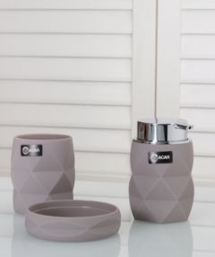 3 Piece Acrylic Crystal Model Bathroom Set, Grey Bathroom Accessories