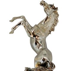 Polyester Prancing Horse Antique Plated Silver Color