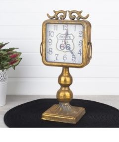 Metal Table Clock Gold Antique