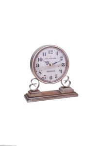 Antique Round Mantel & Tabletop Clock - Metal