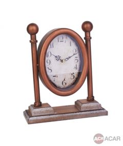 Copper Color Table Clock - 28.5 x 24 cm - Metal Mantel & Tabletop Clock