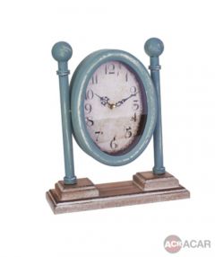 Nostalgia Blue Table Clock - Metal Mantel & Tabletop Clock