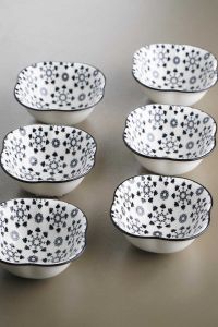 Mosaic 6 Pieces Flower Pattern Porcelain Bowl 9 Cm