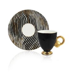 Porcelain Zebra Pattern Black Turkish Coffee Cup