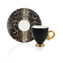 Porcelain Crocodile Pattern Black Turkish Coffee Cup