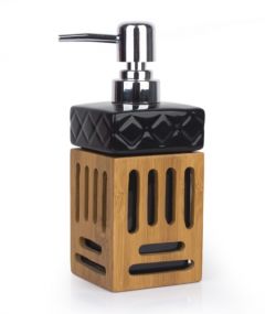 Bamboo Porcelain Liquid Soap Dispenser Black