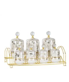 Porcelain Gold Gilded 7 Pieces Spice Set