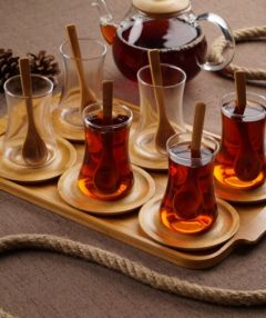 Bamboo Plate Tea Set 19 Pieces