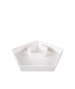 Pentagonal Porcelain Chips Plate, White Appetizer & Dessert Plate