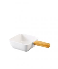 Bamboo Handle Porcelain Serving Pot, White Serving Sets