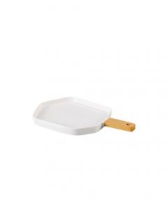 Porcelain Bamboo Handle Serving Pan, White Serving Sets