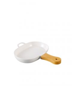 Porcelain Bamboo Handle Serving Pan