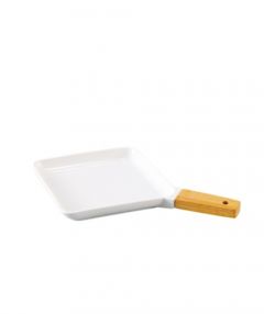 Porcelain Bamboo Handle Square Serving Pan