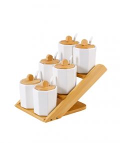 Porcelain Bamboo Cover Stair Spice Rack