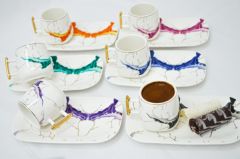 6-Pieces Porcelain Coffee Cup Set Colorful