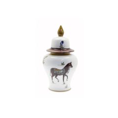 Porcelain Authentic Horse Pattern Vase - 23x23 - Brown Vases & Jars 