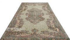 Natural Hand Woven Antique Carpet - 302x192 - Green Area Rugs, Wool Area Rugs