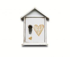 White house key box with heart decoration