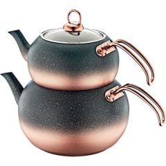 4 Pieces Granite M Size Sphere Teapot - 16x16 - Black Teapots, Aluminum Teapots