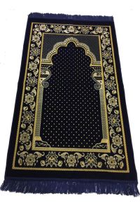 Weaver Velvet Prayer Rug - 15x15 - Blue Throw Rugs, Cotton Throw Rugs