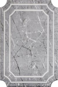Grey Area Rug with Cut Corners