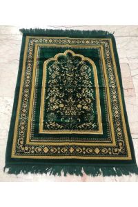 Weaver Velvet Prayer Rug - 15x15 - Green Throw Rugs, Cotton Throw Rugs