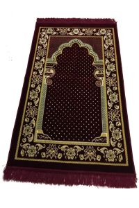 Weaver Velvet Prayer Rug - 15x15 - Red Throw Rugs, Cotton Throw Rugs