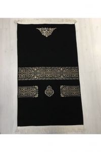 Nidanur Religious Products Ka’bah Prayer Rug Special Design - 120x70 - Black Throw Rugs