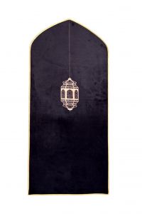 Oxy Official Orthopedic Oil Lamp Black Prayer Rug - 130x60 - Black Throw Rugs, Fabric Throw Rugs