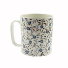 Porcelain Authentic Flowers Mug - 8x8 - White and Blue Mugs