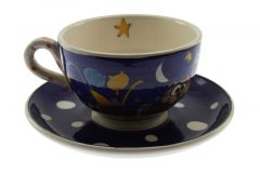 Orange Head Yellow Star Single Nescafe Cup - 12x12 - Blue Coffee Cups