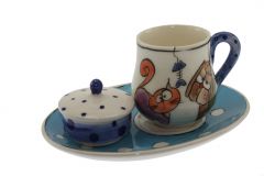 Glass Blue Fantasy Porcelain Coffee Cup  - 14x10 - Blue Coffee Cups