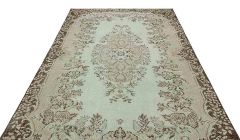 Unique Anatolian Vintage Carpet - 280x178 - Green Area Rugs, Wool Area Rugs